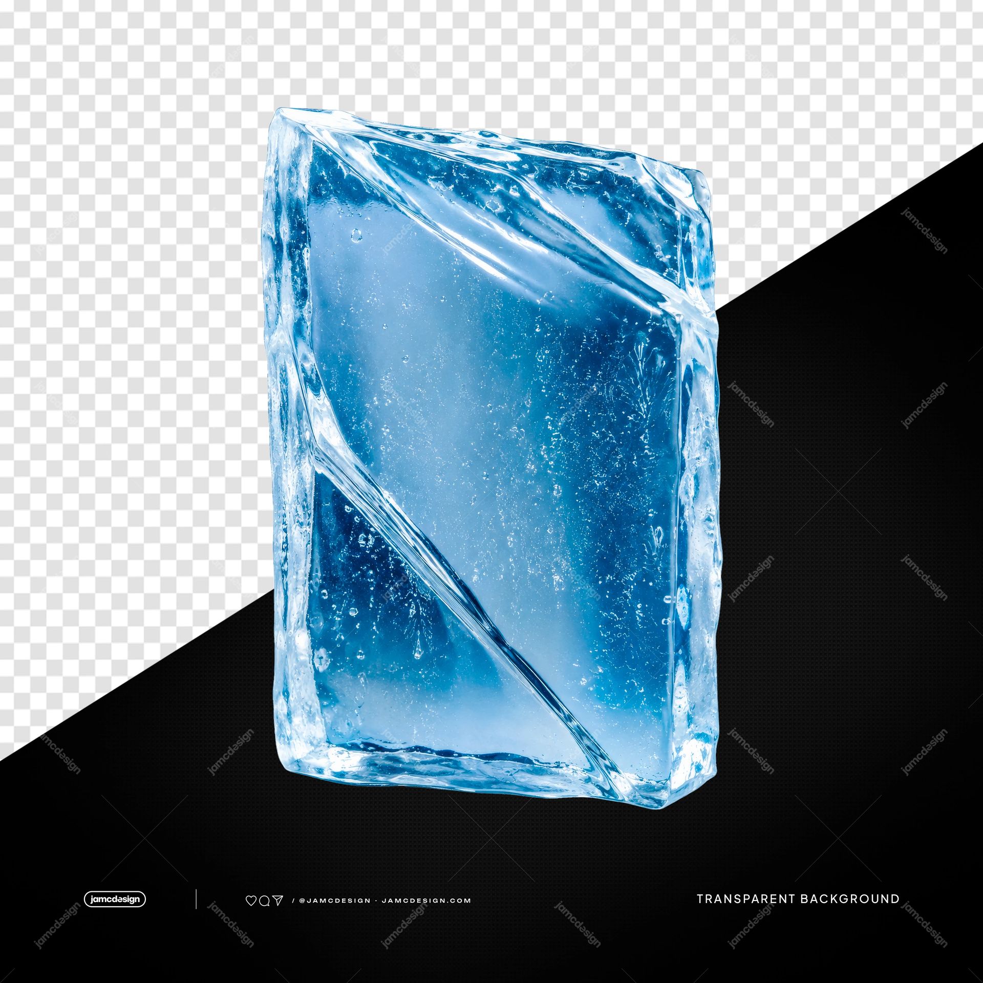 Realistic Blue Ice Block Deep Object PNG Transparent. Realistic blue ice block supplied as a PNG transparent object