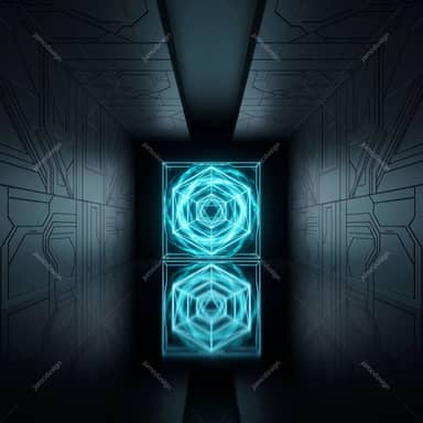 Cyan Geometric Portal Corridor Background