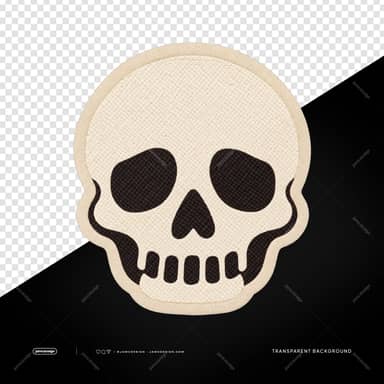 Fabric Skull Patch PNG