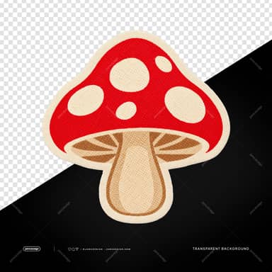 Red Mushroom Embroidered Patch PNG
