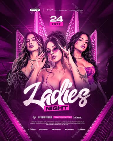 Ladies Night Skyscraper Flyer Template PSD