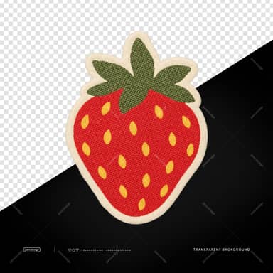 Red Embroidered Strawberry Patch PNG