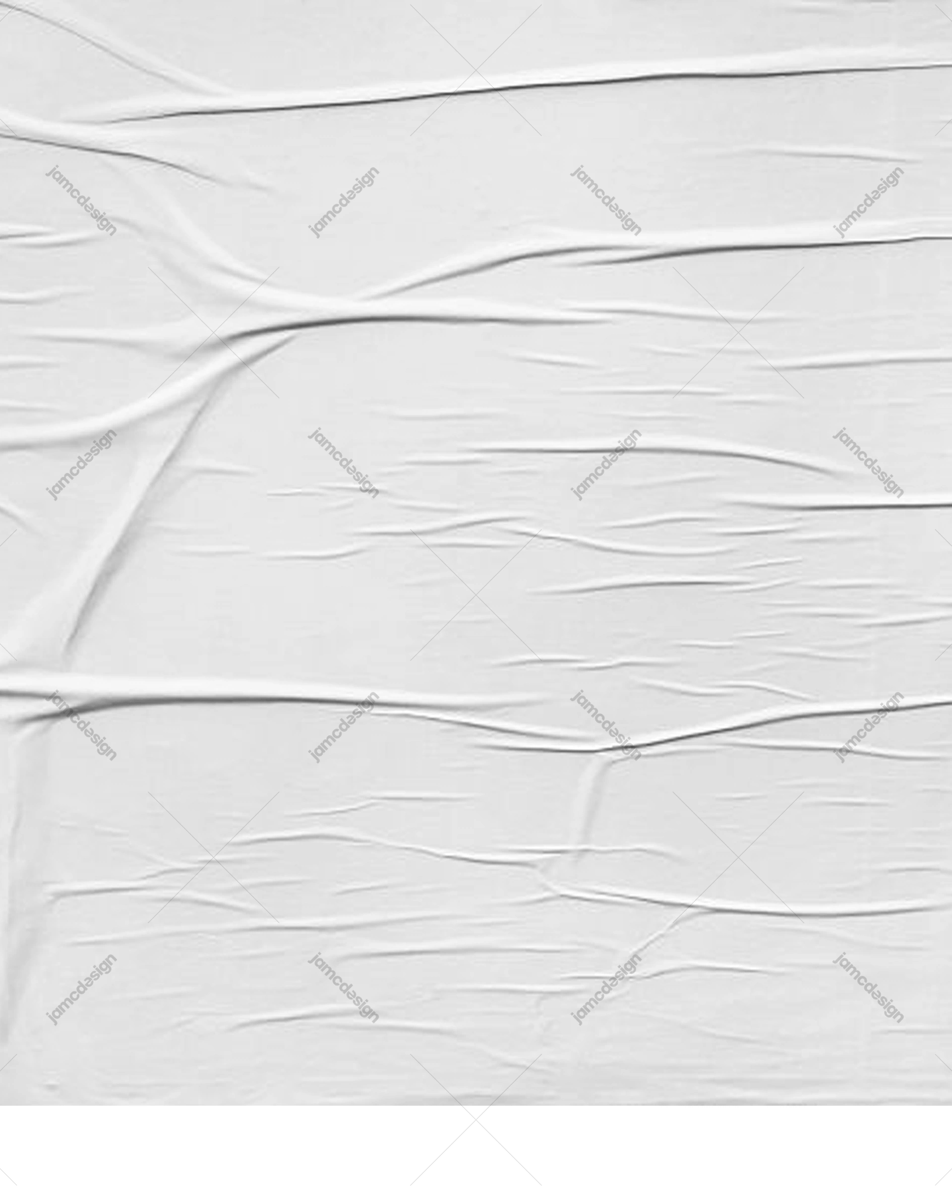 White Fabric Texture Overlay With Broad Folds PNG. This white PNG fabric texture shows broad, irregular folds and fine creases across a softly lit surface