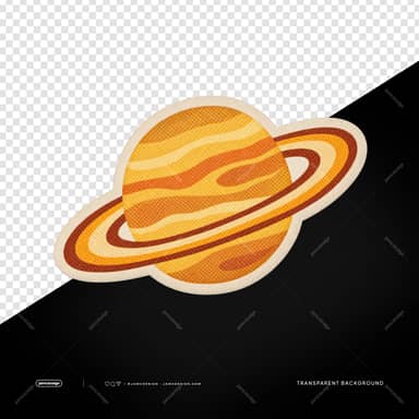 Retro Embroidered Saturn Patch PNG