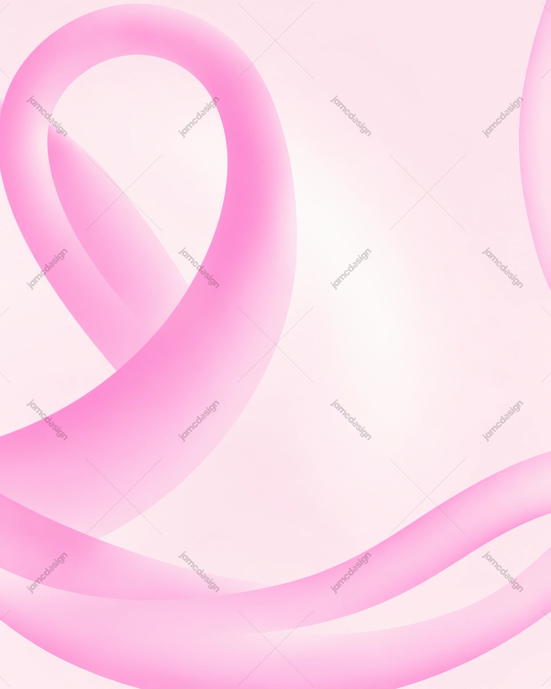 Pink Awareness Ribbon Background PNG. This PNG background features broad pink awareness ribbon curves sweeping across a soft pale pink gradient