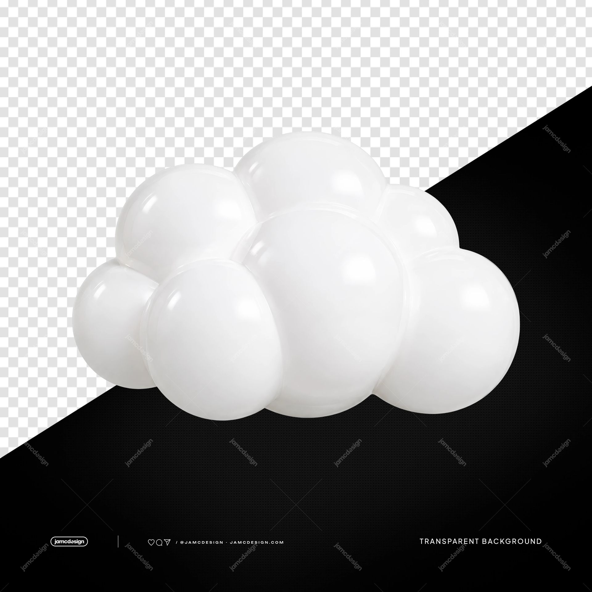 Yellow Smiley Face Balloon Isolated. PNG transparent object featuring a cluster of glossy white balloons with smooth rounded forms and realistic highlights
