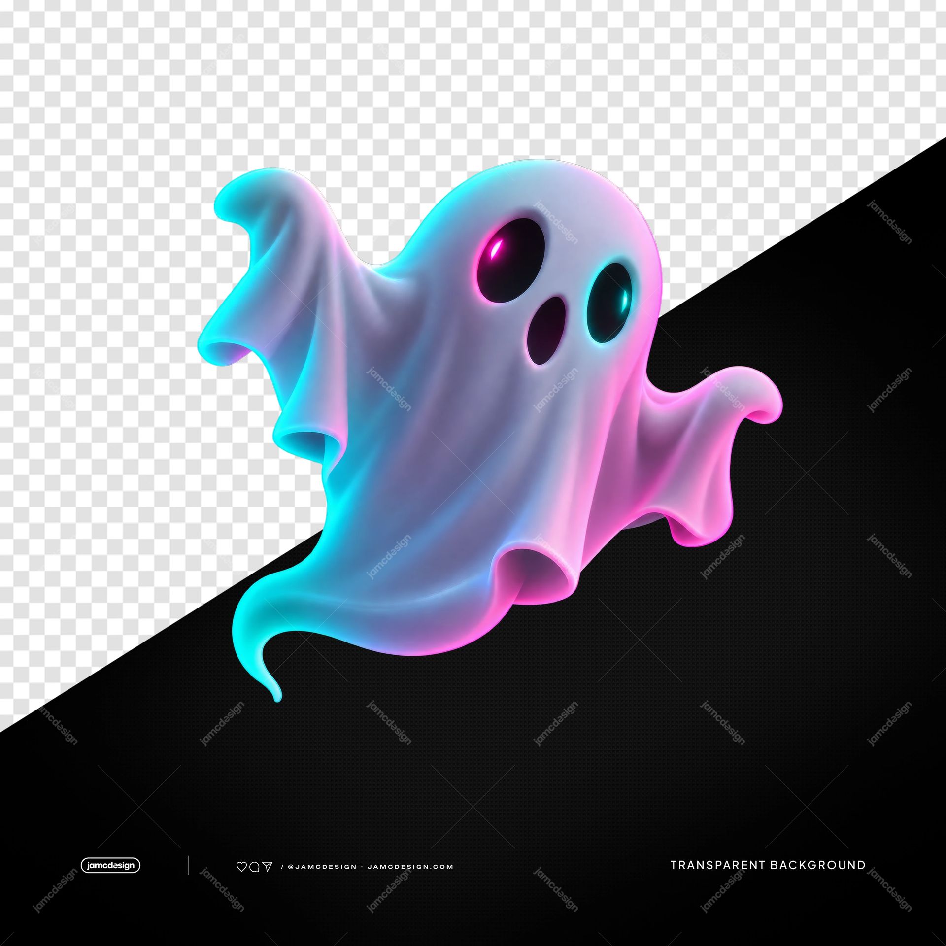Cute Floating Halloween Ghost PNG. This PNG transparent object features a floating Halloween ghost with a smooth draped shape