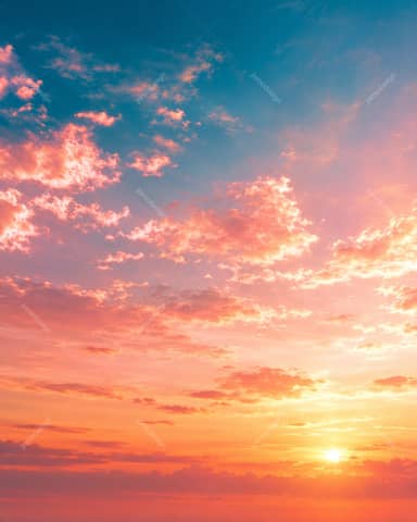 Coral Sunset Clouds Beneath A Blue Evening Sky Background PNG