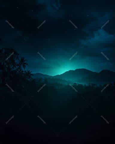 Tropical Mountain Night Background