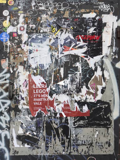 Urban Wall Texture With Torn Posters PNG