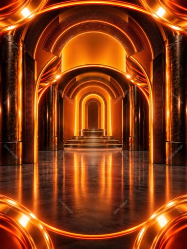 Golden Futuristic Arched Hall Background