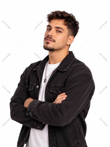 Young Man In Black Jacket Studio Portrait PNG