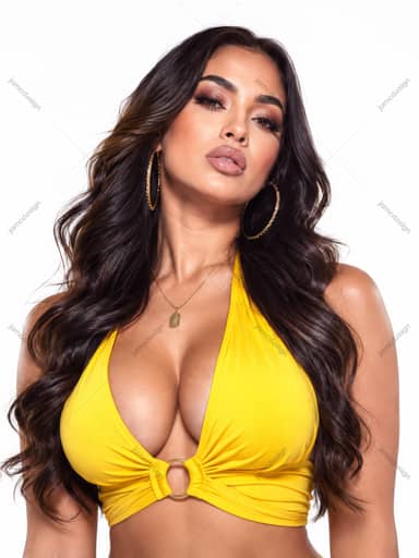 Woman In Yellow Halter Top Studio Portrait