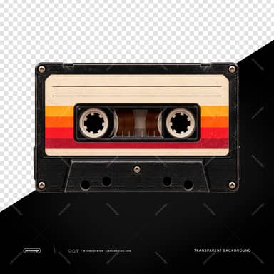 Retro Audio Cassette With Sunset Color Bands PNG
