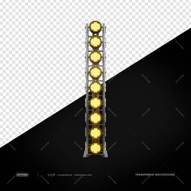 Vertical Stage Truss With Yellow LED Lights PNG