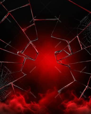 Shattered Glass And Red Glow Halloween Background PNG