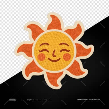 Retro Embroidered Smiling Sun Sticker PNG