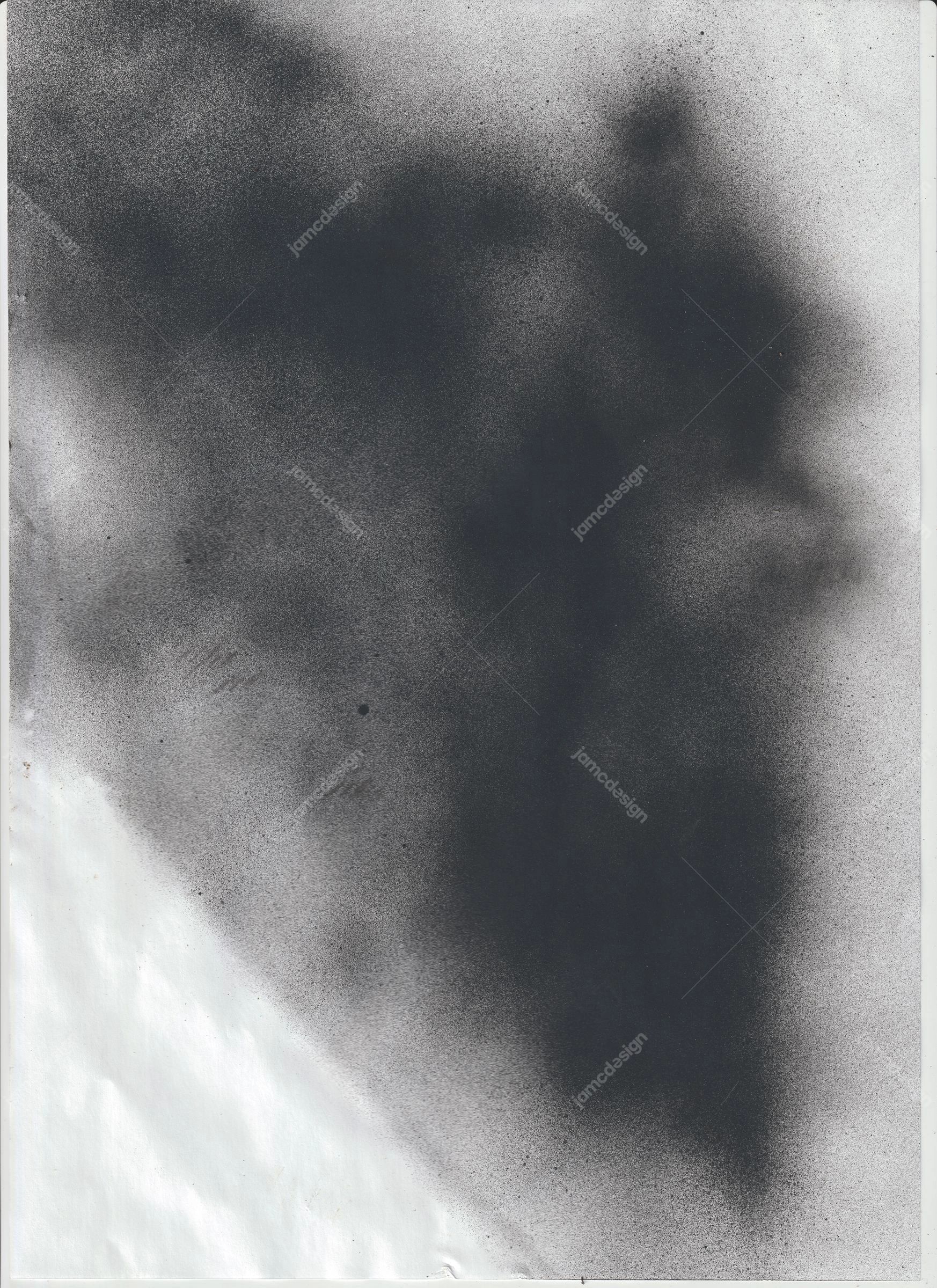 Dense Gray Smoke Cloud Texture With Mottled Tones. Grayscale JPG smoke texture with a dense, grainy cloud fading into a pale diagonal edge and softly mottled