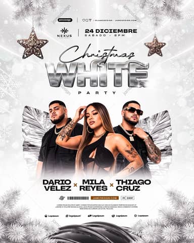 Christmas White Party Flyer Template PSD