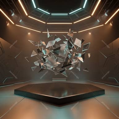 Futuristic Floating Crystal Shards Background