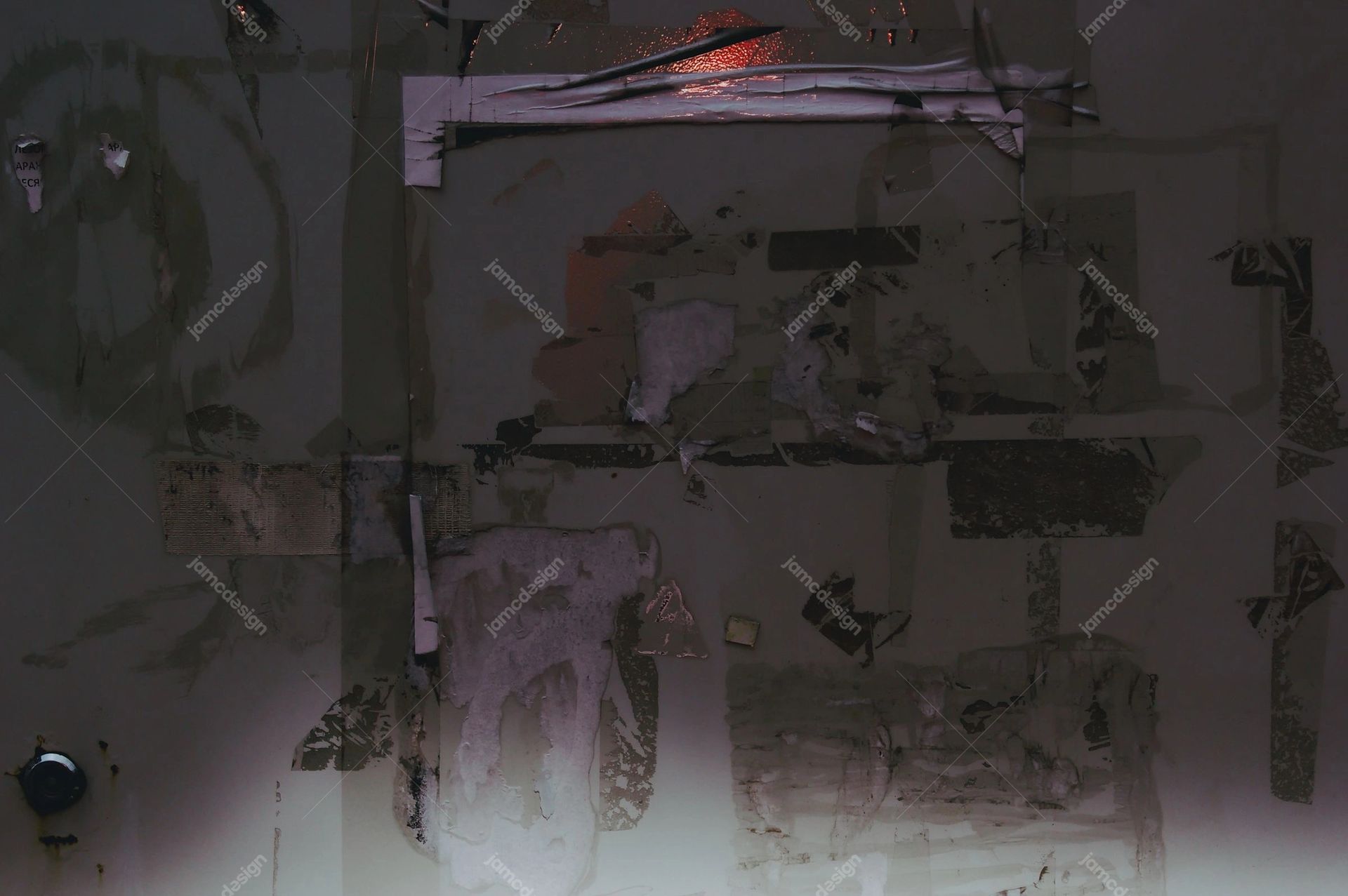 Dark Wall Texture With Torn Paper Layers. Download this JPG wall texture, a dark, distressed surface of layered torn paper remnants