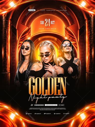 Golden Night Party Flyer Template PSD