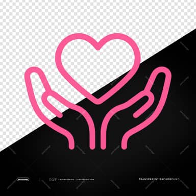Pink Heart Held In Open Hands Icon PNG