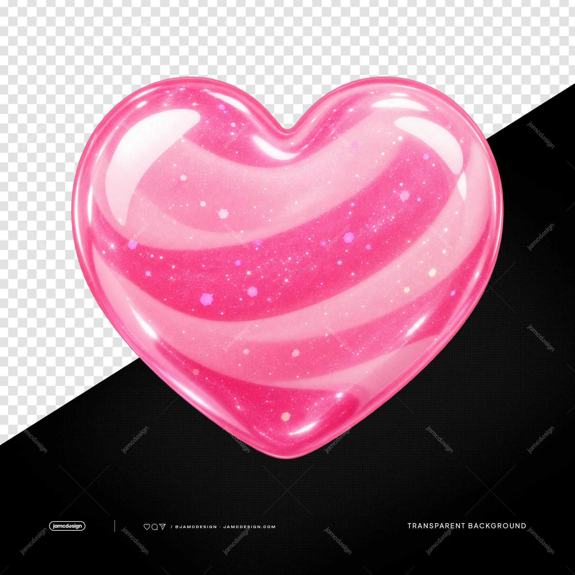 Bonbon Rose 3D En Forme De Cœur Aux Rayures Ondulées PNG. Téléchargez cet objet transparent au format PNG