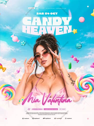 Candy Heaven Party Flyer Template PSD