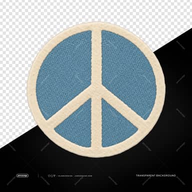Blue Embroidered Peace Sign Patch PNG