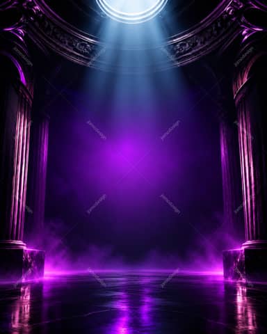 Purple Neon Gothic Hall Background PNG