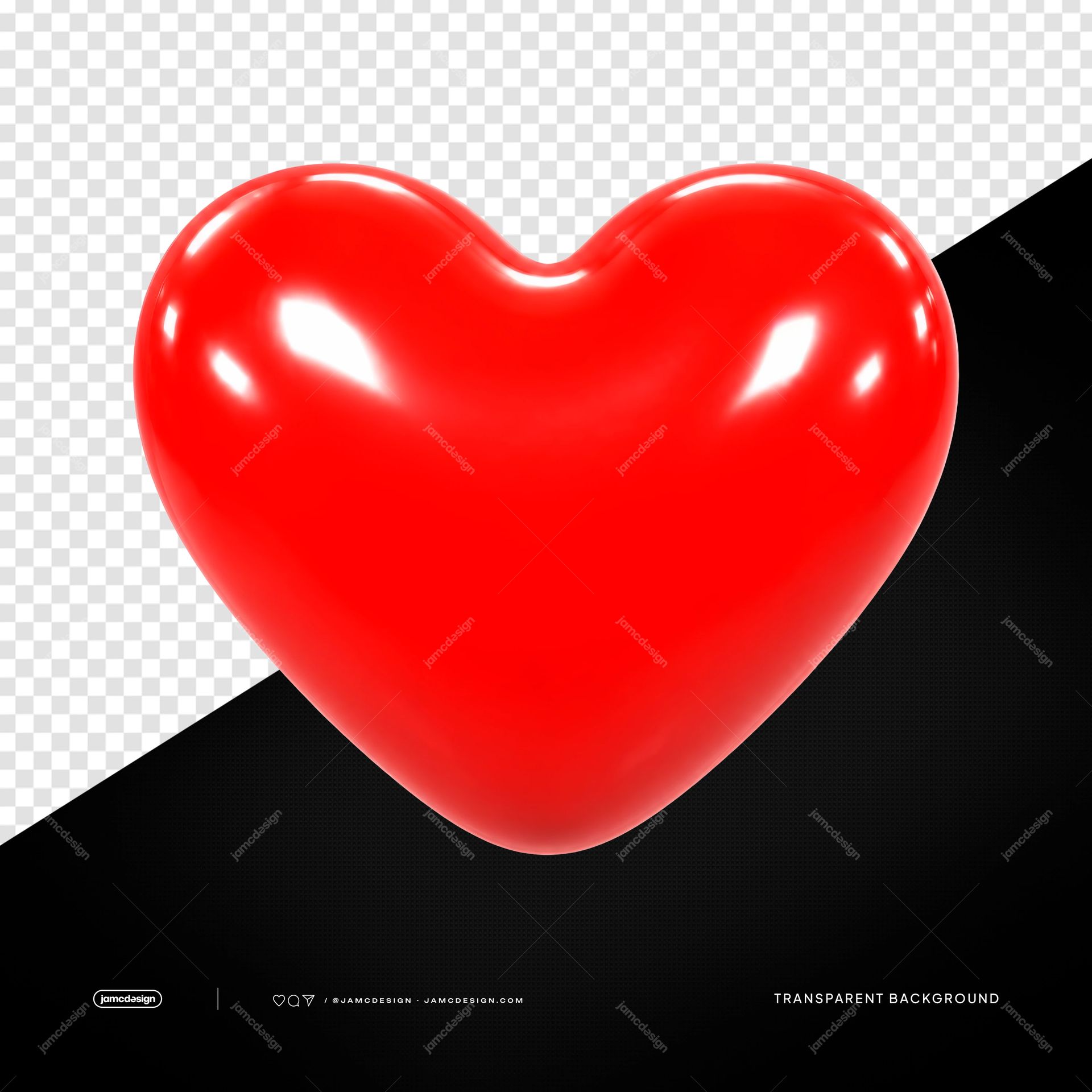 Yellow Smiley Balloon Character Isolated. A transparent PNG object featuring a glossy red heart shaped balloon with smooth highlights and a realistic 3D