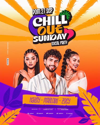 Chill Out Sunday Social Party Flyer Template PSD