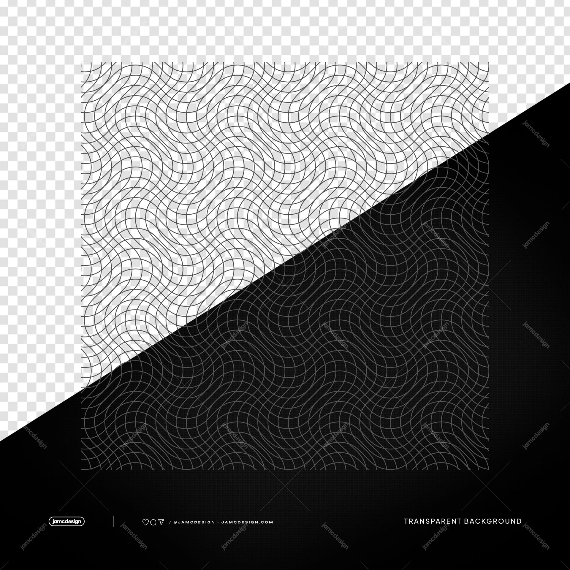 Abstract Wavy Grid Pattern PNG. Download this PNG pattern of interlaced curved grid lines forming repeating abstract waves