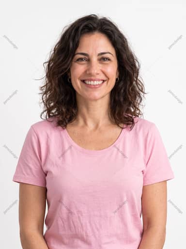 Smiling Brunette Woman Studio Portrait