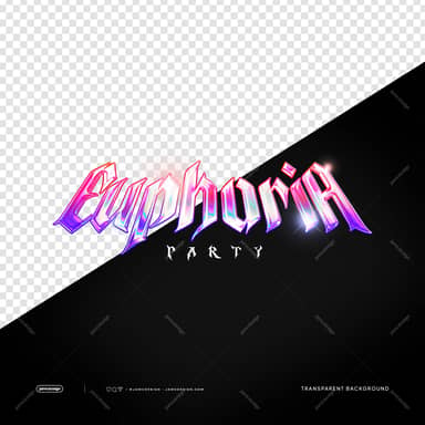 Euphoria Party Gothic Chrome Lettering PNG