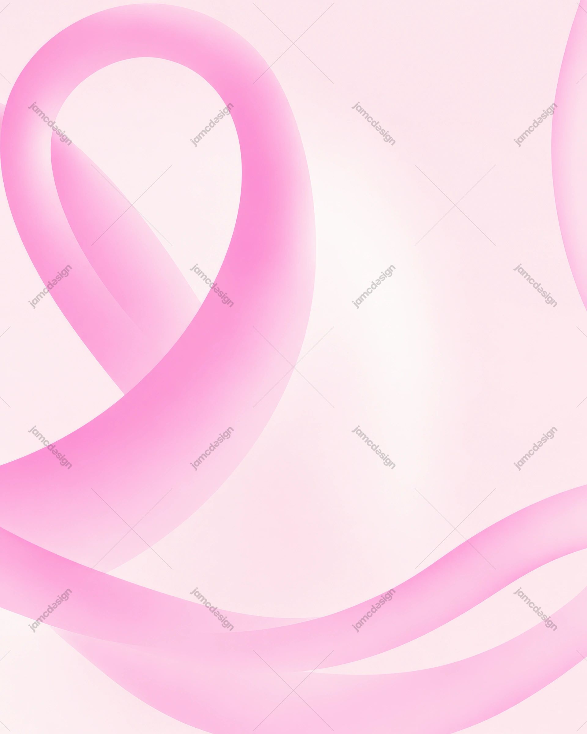 Sweeping Pink Awareness Ribbon Background PNG. This PNG background shows a large pastel pink awareness ribbon sweeping across a pale blush field