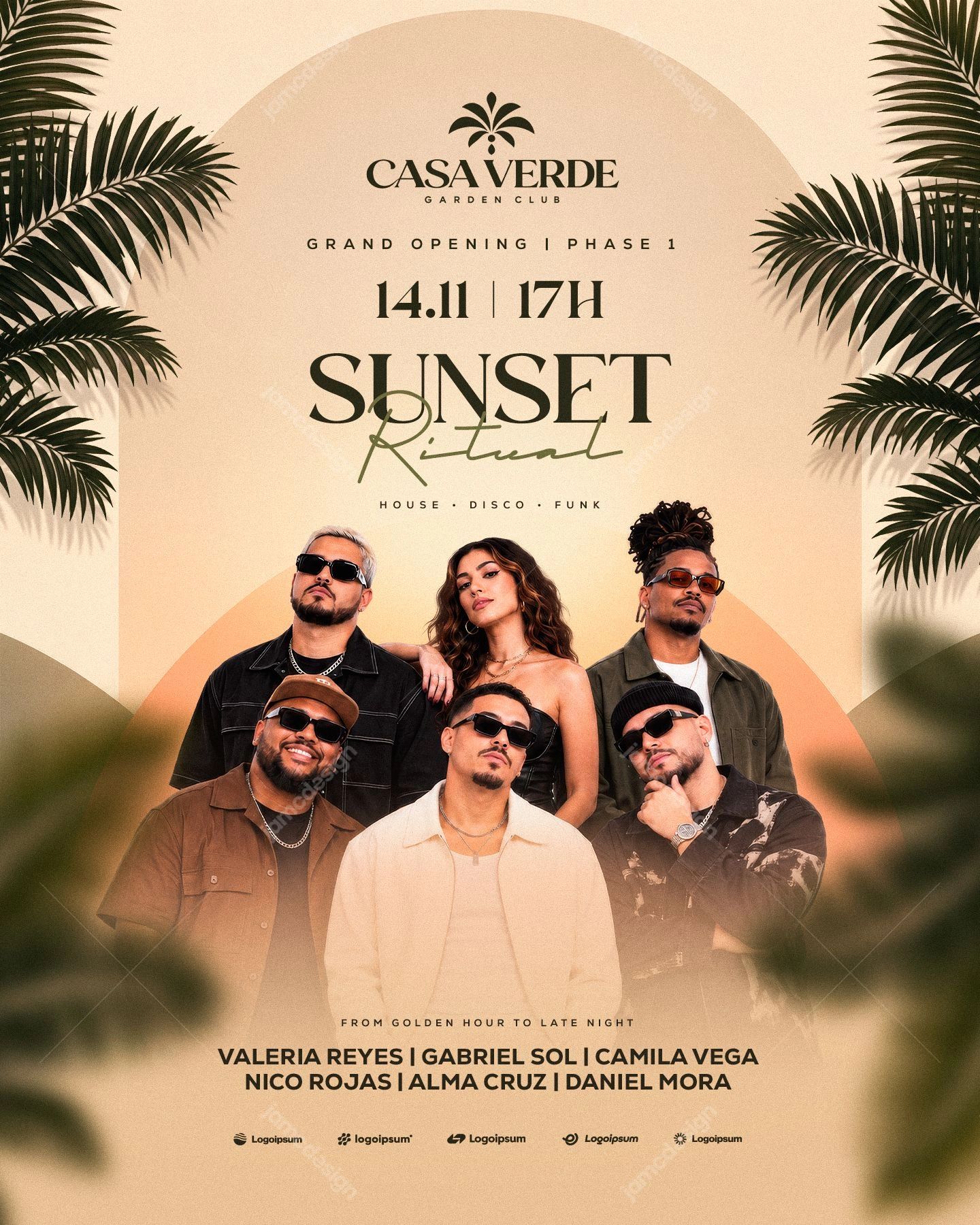 Modèle De Flyer Sunset Ritual Pour Fête Musicale PSD. Téléchargez ce modèle de flyer pour événement au format PSD, avec un rassemblement au coucher du soleil