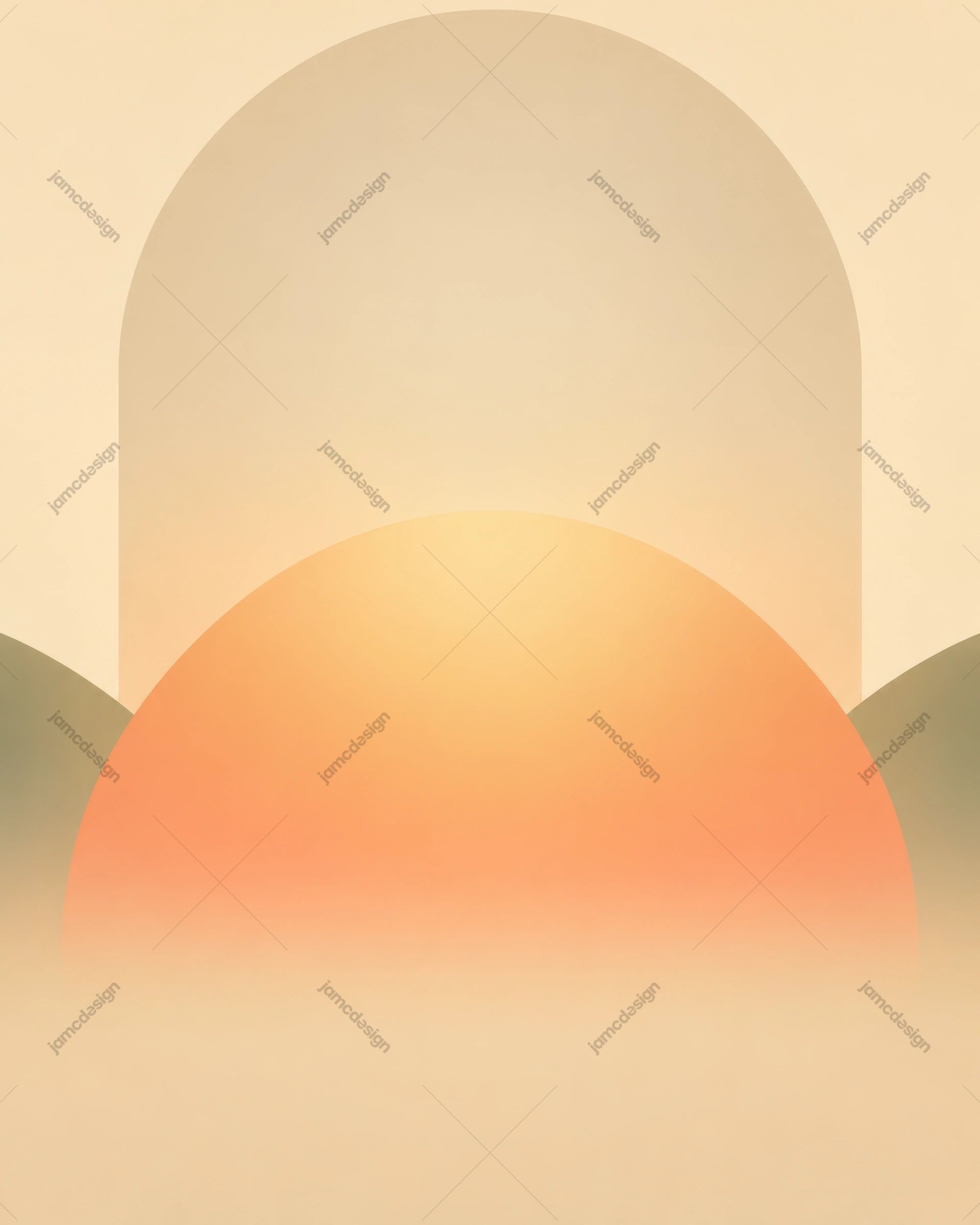Beige Abstract Arch Shapes Background. This PNG abstract background features soft beige arch forms with a warm peach semicircle and muted side shapes