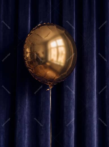 Glossy Gold Foil Balloon Photo With Window Reflection