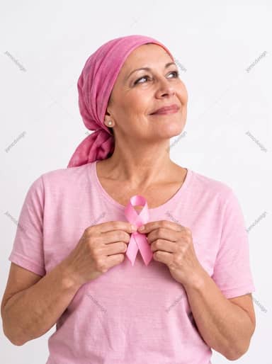 Breast Cancer Awareness Portrait With Pink Ribbon