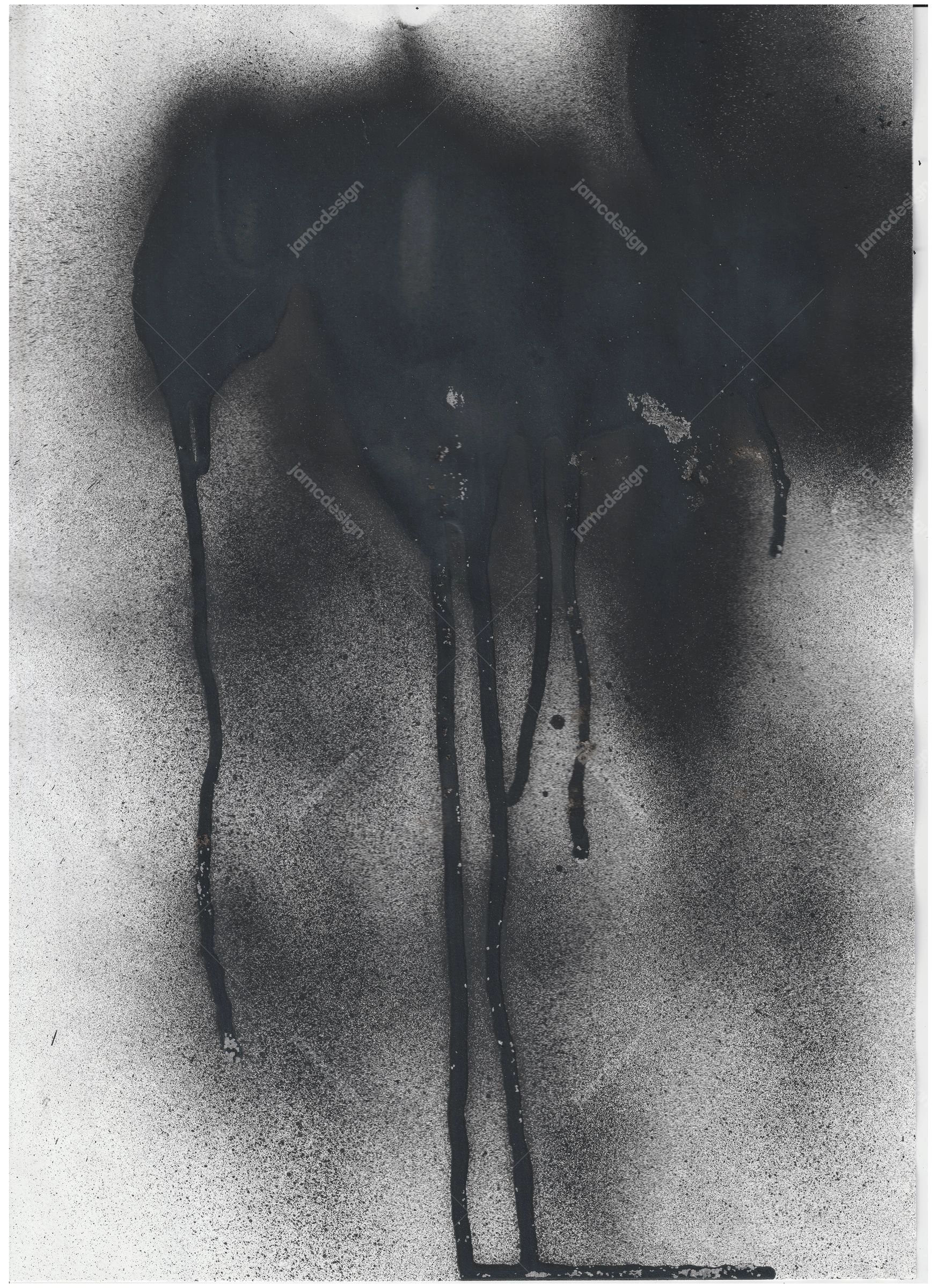 Black Ink Drips Texture. This JPG texture shows black ink pooling and running in long drips across a pale, grainy surface, with a monochrome, distressed look