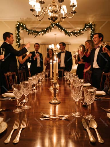 New Year's Eve Dinner Party With Candlelight