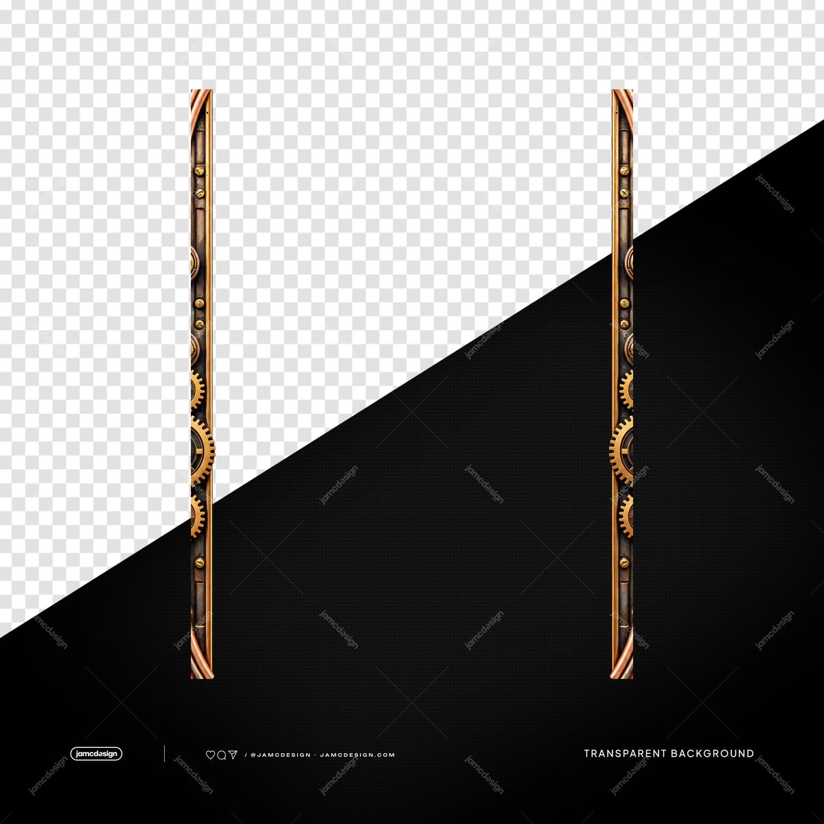 Steampunk Gear Side Border Frame PNG