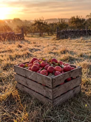 Red Apples In A Rustic Wooden Crate