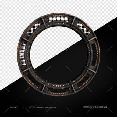 Cadre Métallique Circulaire Industriel Avec Lumières Orange PNG
