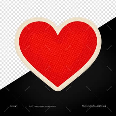 Red Embroidered Heart Fabric Patch PNG