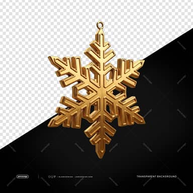 Gold Snowflake Christmas Ornament With Hanging Loop PNG