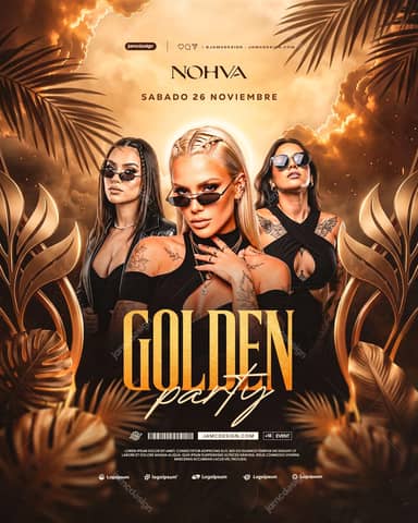 Golden Party Portrait Flyer Template PSD