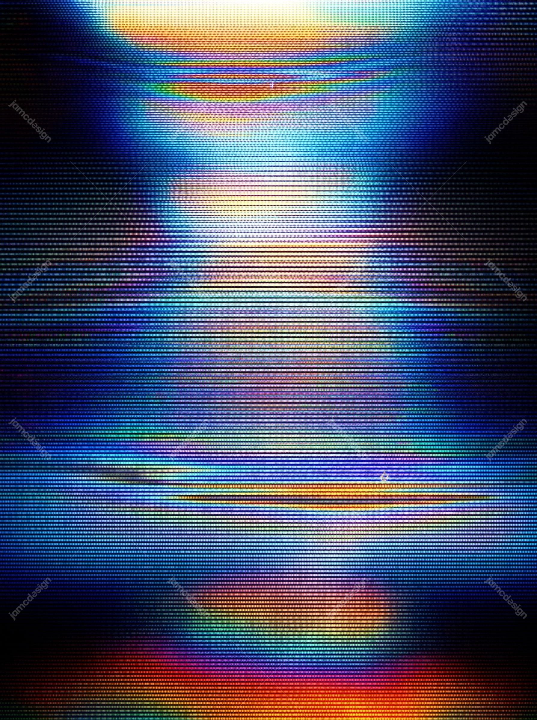 Fondo CRT De Glitch Con Líneas De Escaneo. Esta textura JPG retro y colorida combina finas líneas de escaneo con bandas cambiantes de azul, cian